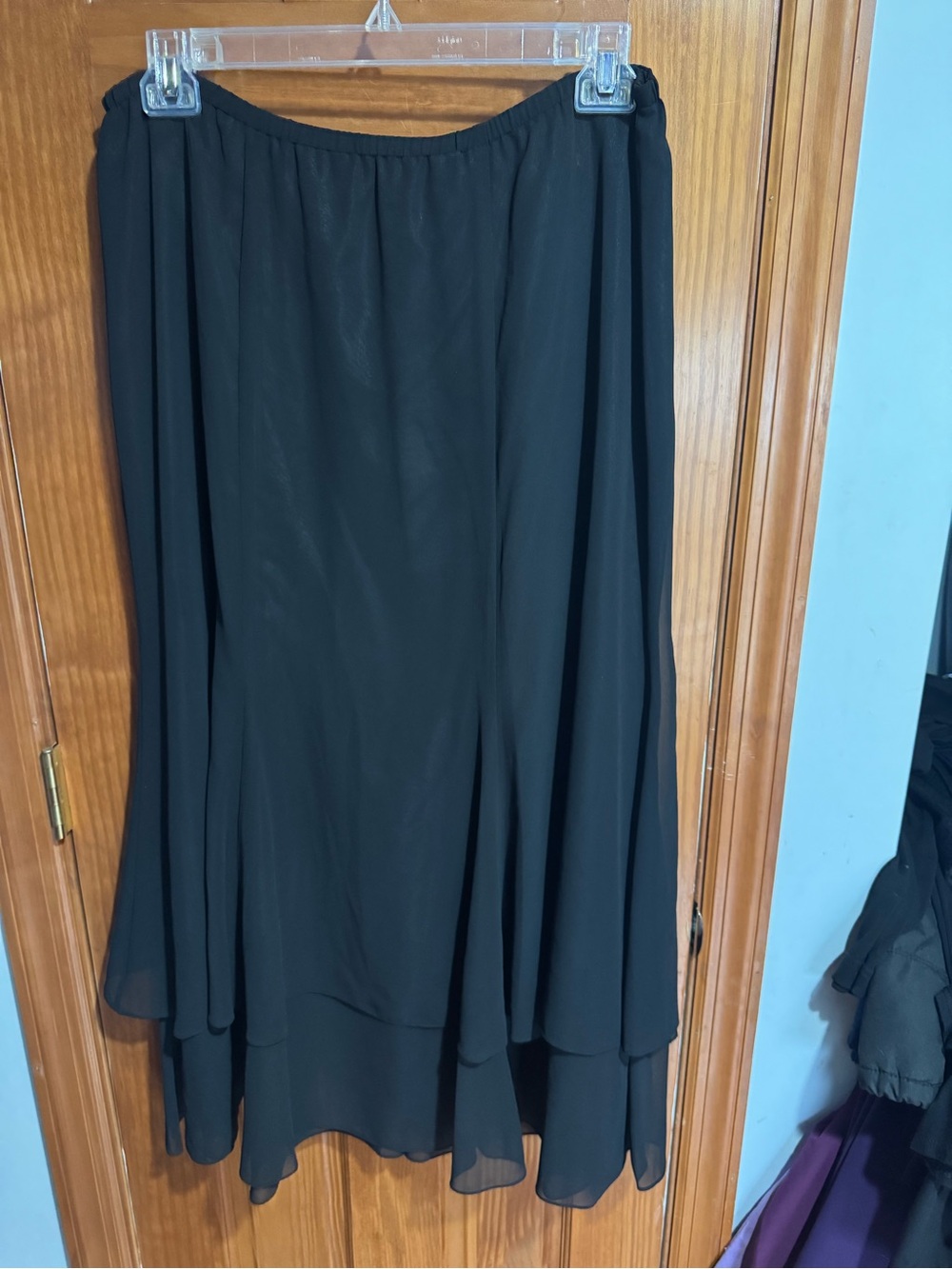 Adrianna Papell Black Layered Maxi Skirt